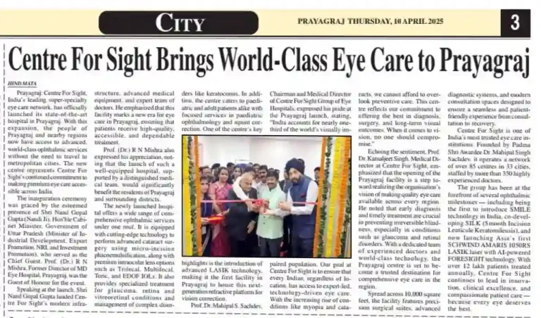 Centre For Sight Brings World-Class Eye Care to Prayagraj